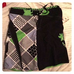 Green black and white MICROS bathing suit